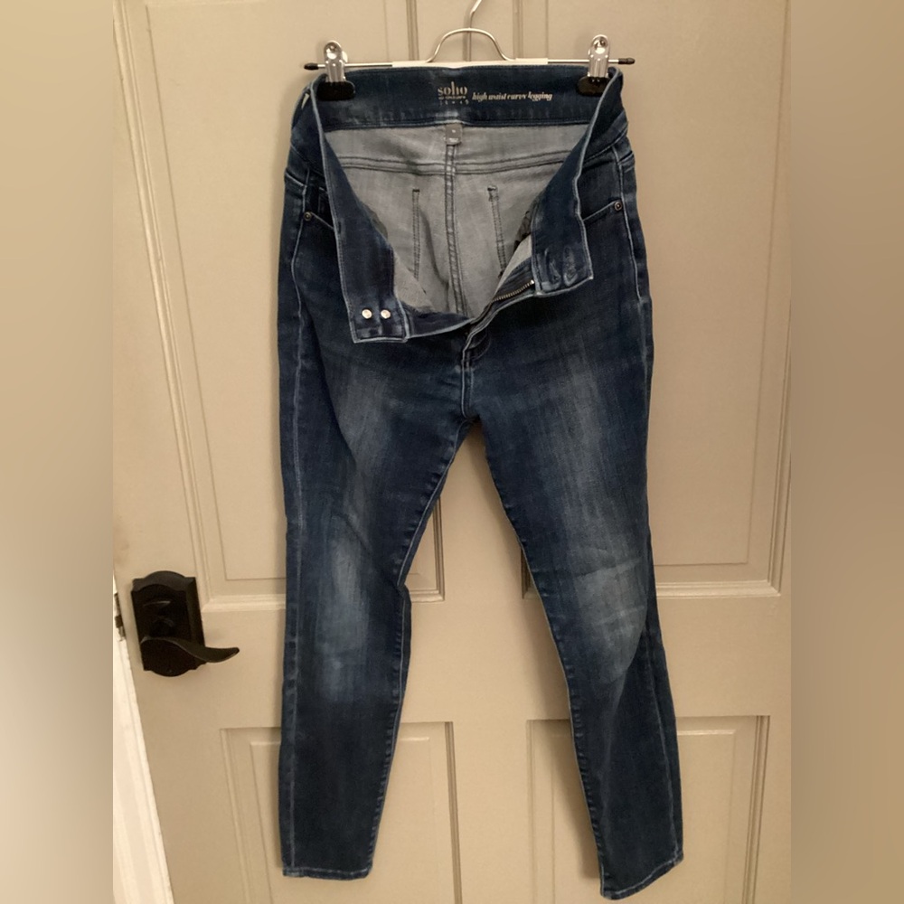 Soho New York & Company Women's Dark Blue High Waist Curvy Legging Jeans